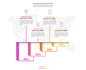 Line vector infographics. Creative of columns bar chart with 4 options. Modern comparison business table isolated on transparent background. Design timeline with data slide template