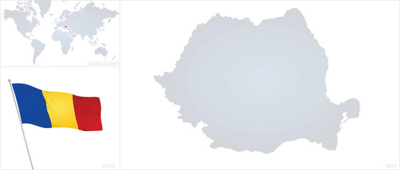 Romania  map and flag. vector