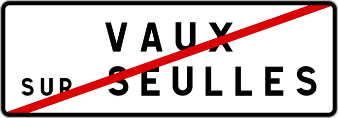 Panneau sortie ville agglomération Vaux-sur-Seulles / Town exit sign Vaux-sur-Seulles