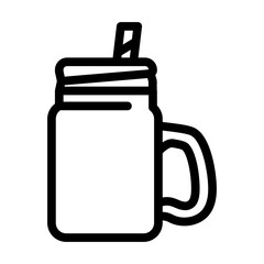 glass with straw and handle line icon vector. glass with straw and handle sign. isolated contour symbol black illustration