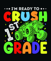 Back to school monster truck t shirt design