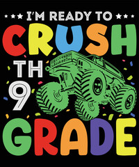 Back to school monster truck t shirt design