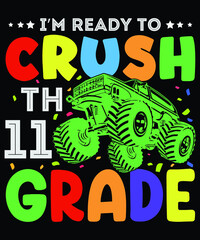 Back to school monster truck t shirt design