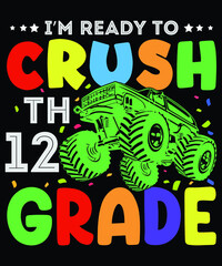 Back to school monster truck t shirt design