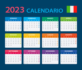 Template vector of color 2023 calendar - Italian version
