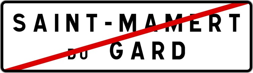 Panneau sortie ville agglomération Saint-Mamert-du-Gard / Town exit sign Saint-Mamert-du-Gard
