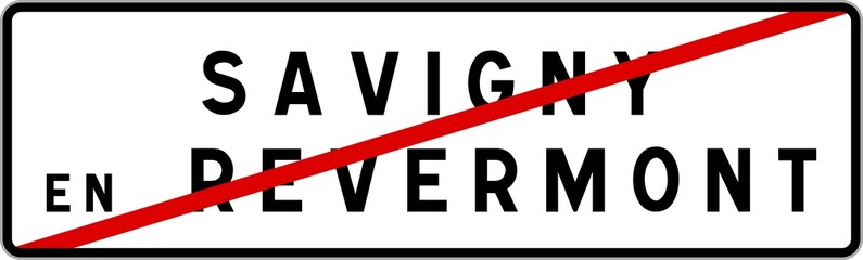 Panneau sortie ville agglomération Savigny-en-Revermont / Town exit sign Savigny-en-Revermont