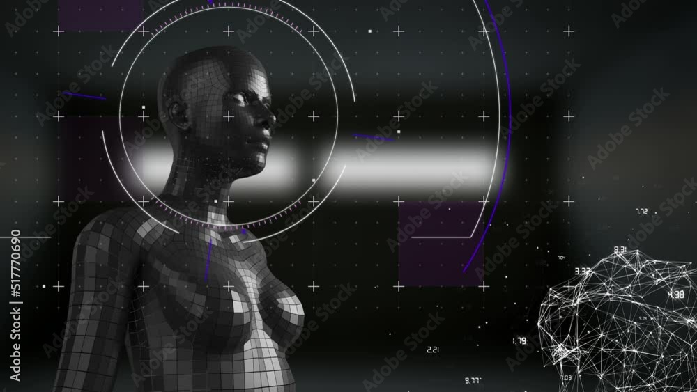 Poster animation of scope scanning and data processing over human body