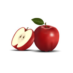 Set of Different Red Apples Isolated on Transparent Background. Vector