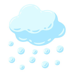 Fototapeta premium Illustration of blue cloud and hail. Cartoon image of snow.