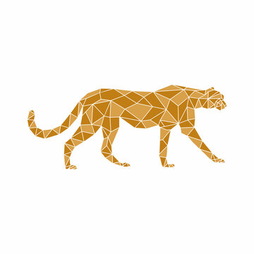 Geometric polygonal cheetah logo design vector template