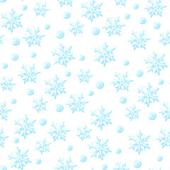 Seamless pattern with snow and snowflakes. Cartoon image of winter.