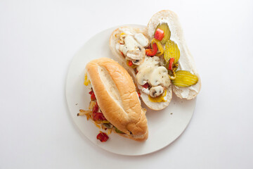 Vegetarian Philly Cheesesteak on a White Plate and White Background
