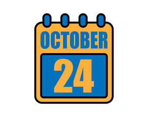 24 October calendar. October calendar icon in blue and orange. Vector Calendar Page Isolated on White Background.