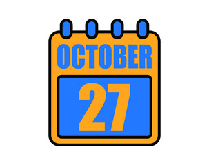 27 October calendar. October calendar icon in blue and orange. Vector Calendar Page Isolated on White Background.