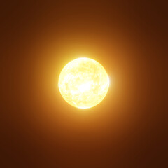 Bright sun for Sun in closeup on black background