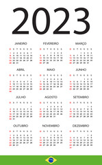 Vector template illustration of color 2023 calendar - Brazilian version