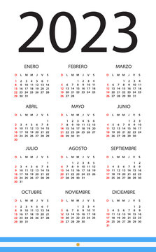 Vector template illustration of color 2023 calendar - Argentinian version