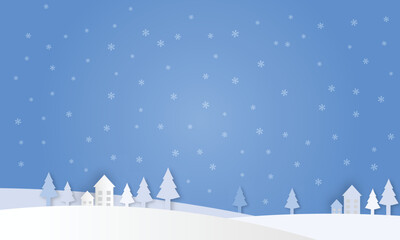 Fototapeta na wymiar Christmas Winter Landscape With Snowflake Vector Illustration