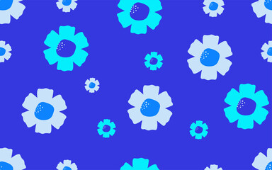 Flowers blue seamless pattern