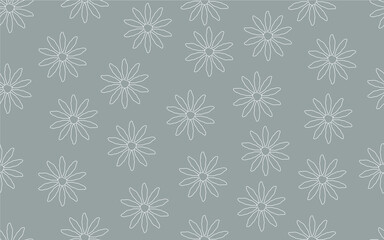 Flowers pastel color line art seamless pattern