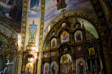 Fototapeta na wymiar Interior of St. Nicholas Сhurch in Radomysl, Ukraine 