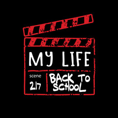 back to school sign with movie clapper 