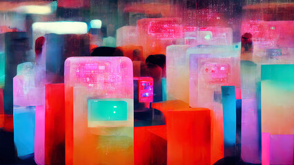 Abstract colorful modern art cityscape