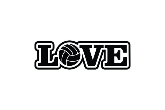 I love Volley Ball . Design pattern on the basketball theme for greeting card, logo, emblem, banner, poster, flyer, badges. Vector illustration