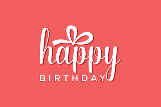 birthday card with flowers, Happy Birthday lettering text banner, black color. Vector illustration