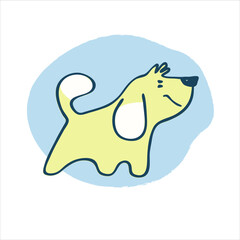 Print funny dog. Perfect for kids. Puppies, dog, terrier doodles on white background