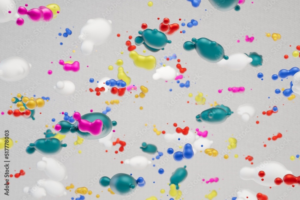 Aufkleber abstract background. an abstract mass consisting of multi-colored liquid drops scattered over a whit