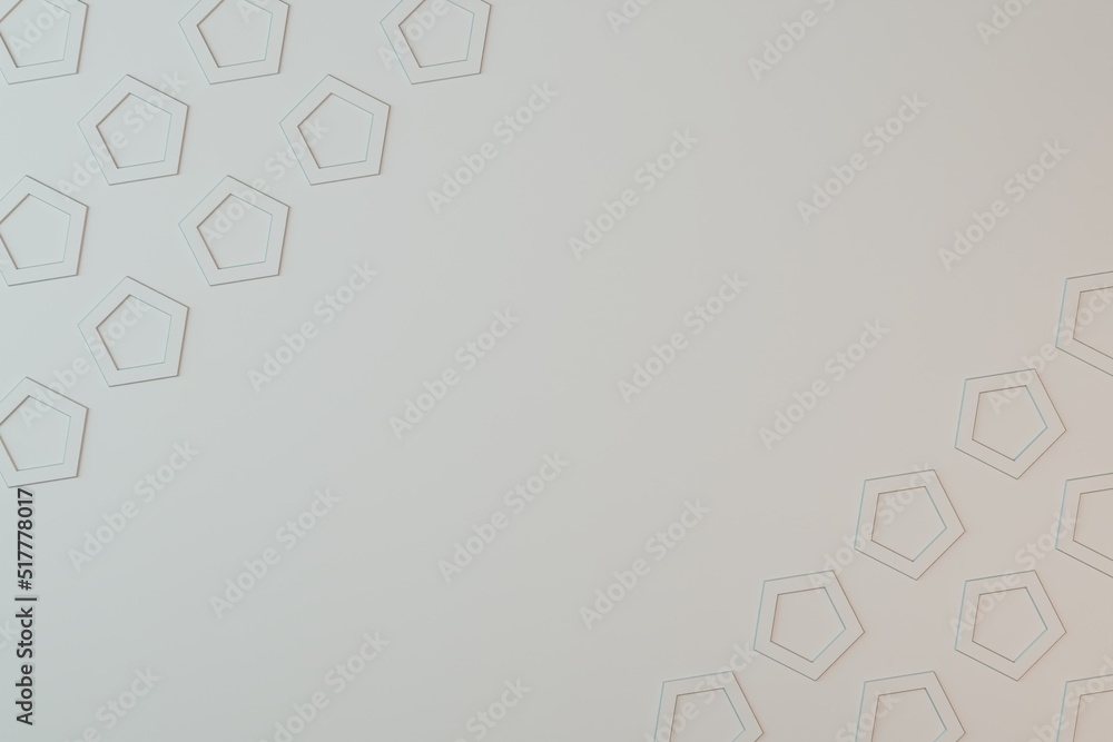 Poster abstraction. patterns of convex white hexagons on the sides of a white background with space for pla