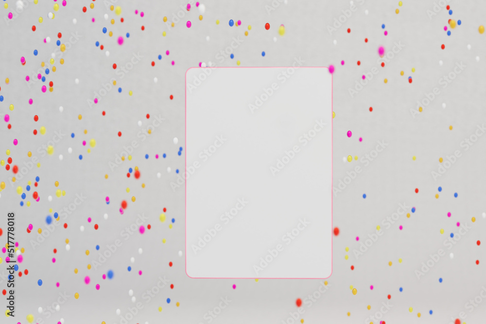 Poster abstract background. a lot of multi-colored dots on a white background in the middle of which there 