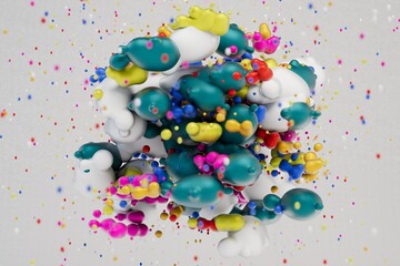 Obraz premium abstract background. an abstract mass consisting of multi-colored liquid drops scattered over a white background. 3d render. 3d illustration