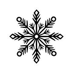 Fototapeta na wymiar Snowflake icon. Black contour line sketch drawing. Vector simple flat graphic hand drawn illustration. Isolated object on a white background. Isolate.