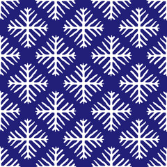 White ink contour linear square snowflakes isolated on blue background. Cute monochrome Christmas seamless pattern. Vector simple flat graphic hand drawn illustration. Texture.