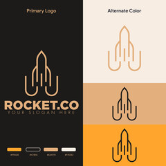 minimalist simple rocket logo design
