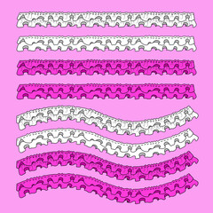 Double ruffles pattern brushes colorable and black and white