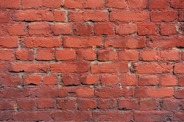 Empty brick red wall. background of a old brick house.