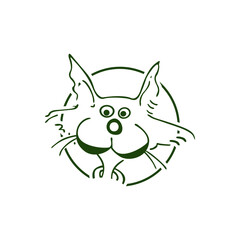 cat and mouse. Cat line drawing head icon with white background