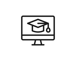 Online edication icon concept. Modern outline high quality illustration for banners, flyers and web sites. Editable stroke in trendy flat style. Line icon of learning