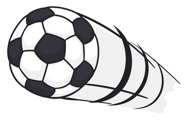 Fast pass of a soccer ball, with movement lines Vector illustration