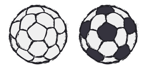 Pair of soccer balls with brush stroke style, Vector illustration