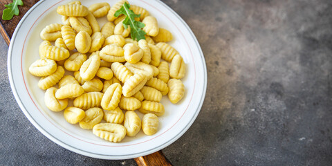 gnocchi raw potato dough cuisine fresh meal food snack on the table copy space food background