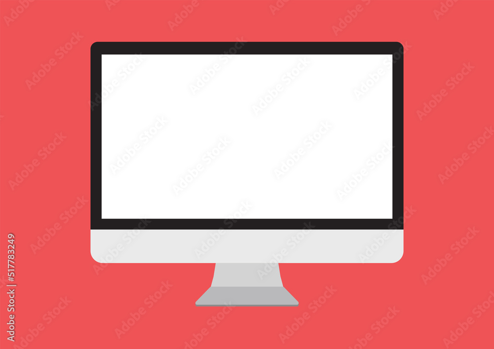 Poster flat desktop monitor isolated pc computer illustration technology gadget display screen