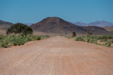 Road trip on a gravel road in Namibia Arika