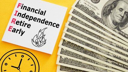 Financial independence retire early FIRE is shown using the text