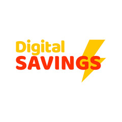 Phrase Digital SAVINGS, vector illustration