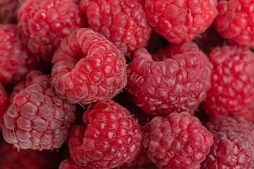 ripe red raspberry macro texture
